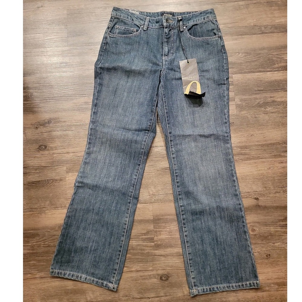 Nine West Jeans Womens 8 Medium Wash Straight Leg Denim Blue Pants NWT